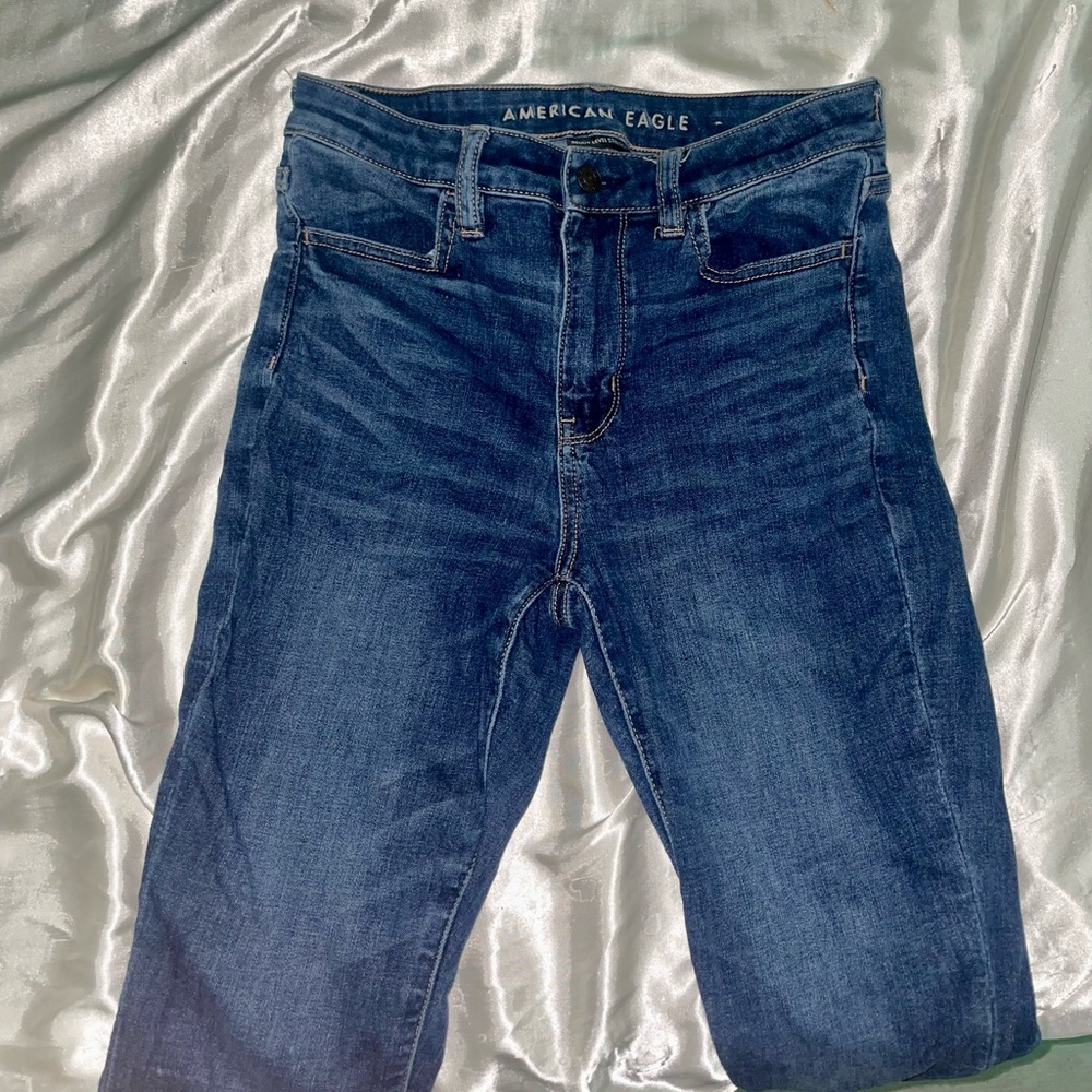 American Eagle Outfitters Blue Slim Jeans with Faded Wash